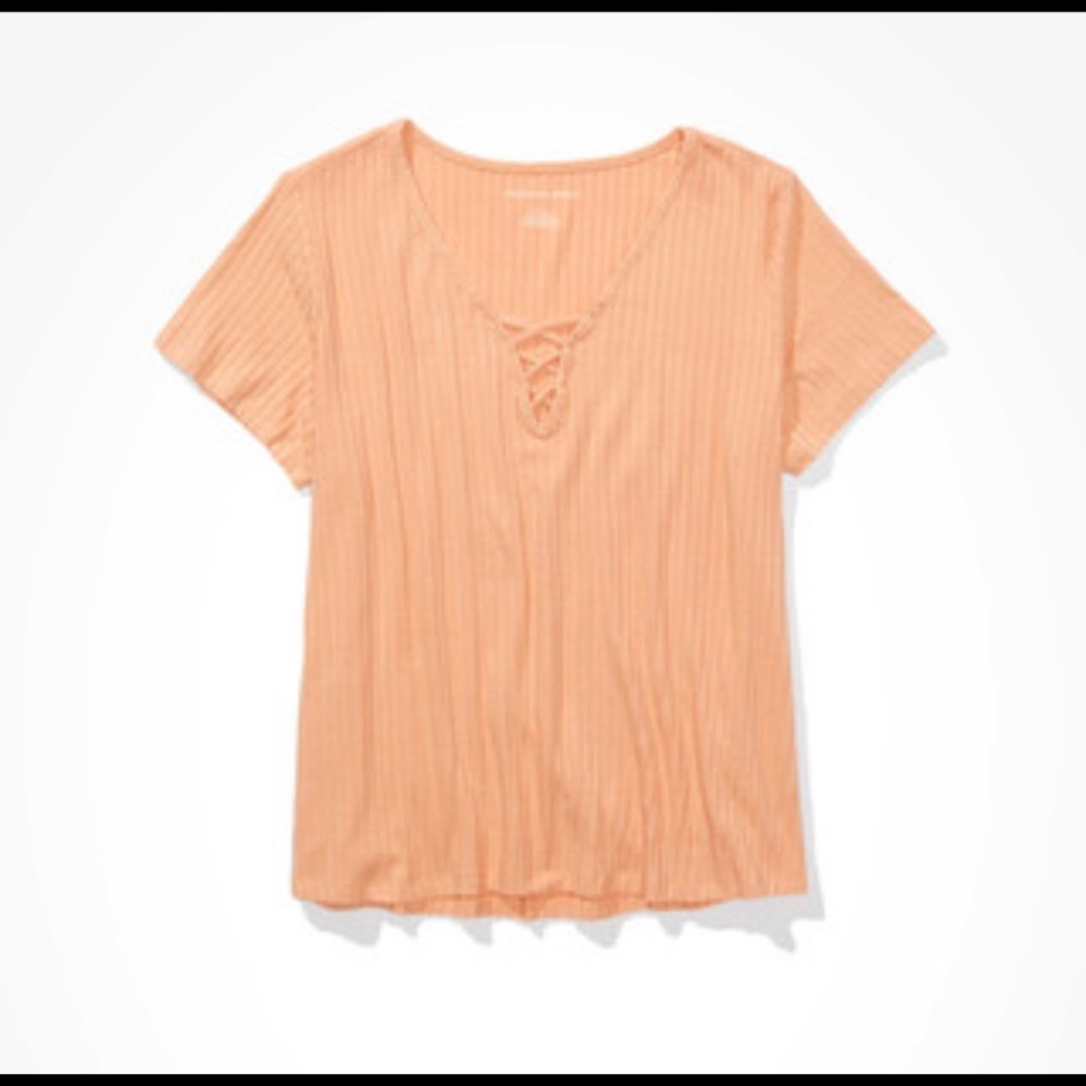 AMERICAN EAGLE LACE UP SWING SHIRT IN PEACH 🍑
